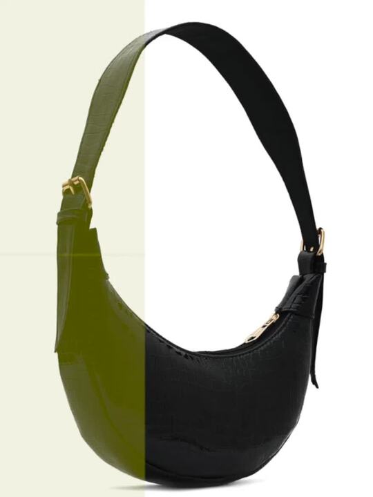 Buy DressBerry Black Animal Textured Baguette Bag Handbags for