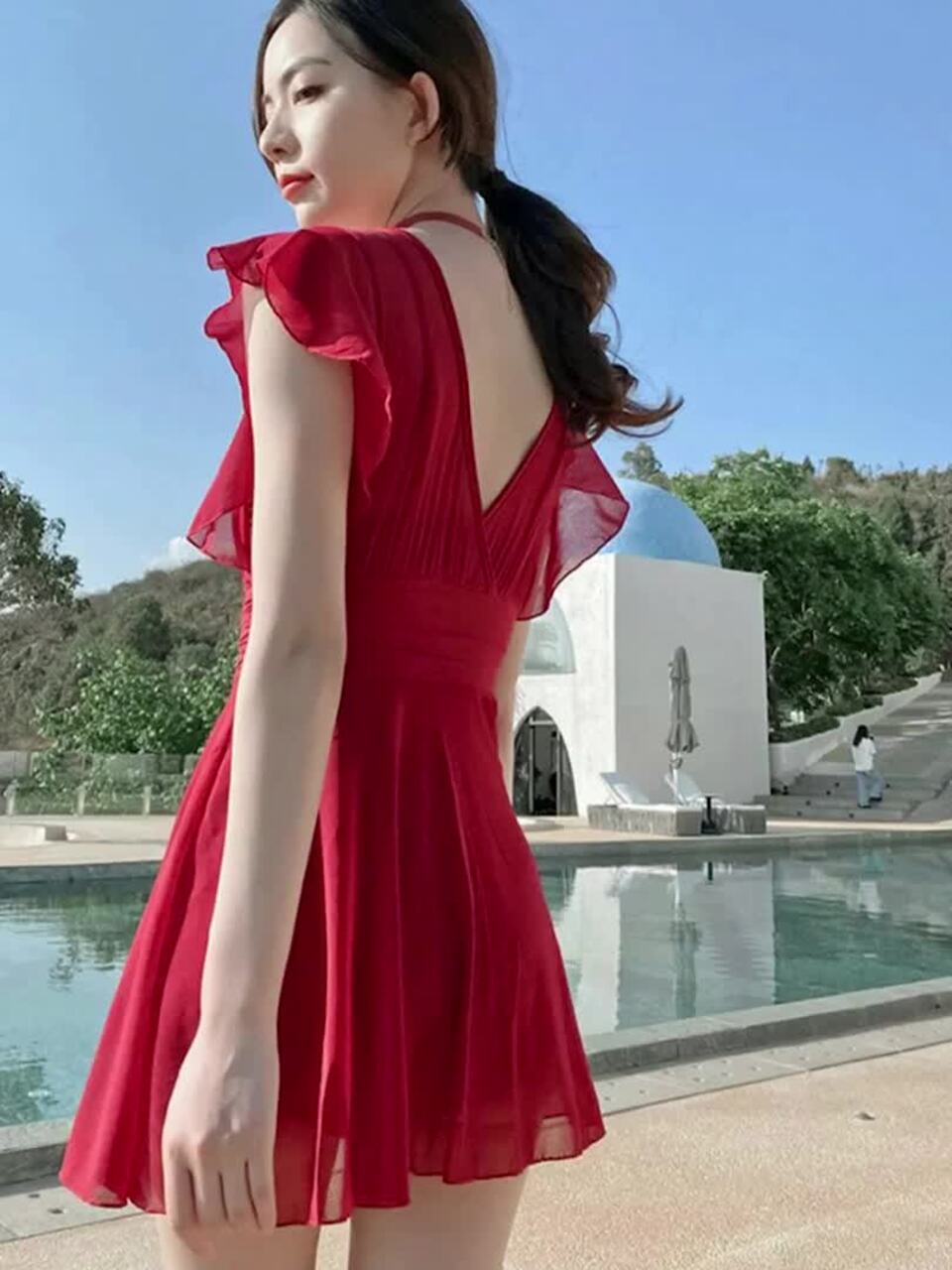 Buy Miss Mosa By Akanksha Bodysuit Swimwear With Cover Up Dress