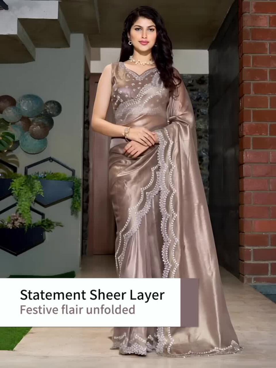 Buy Anouk Beads and Stones Embellished Party Wear Saree Sarees