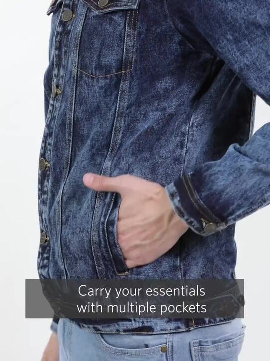 Buy Roadster Men Navy Blue Washed Denim Jacket Jackets for Men