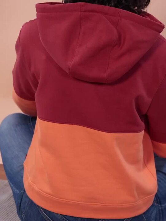 Buy Levis Women Red And Orange Colourblocked Hooded Pullover
