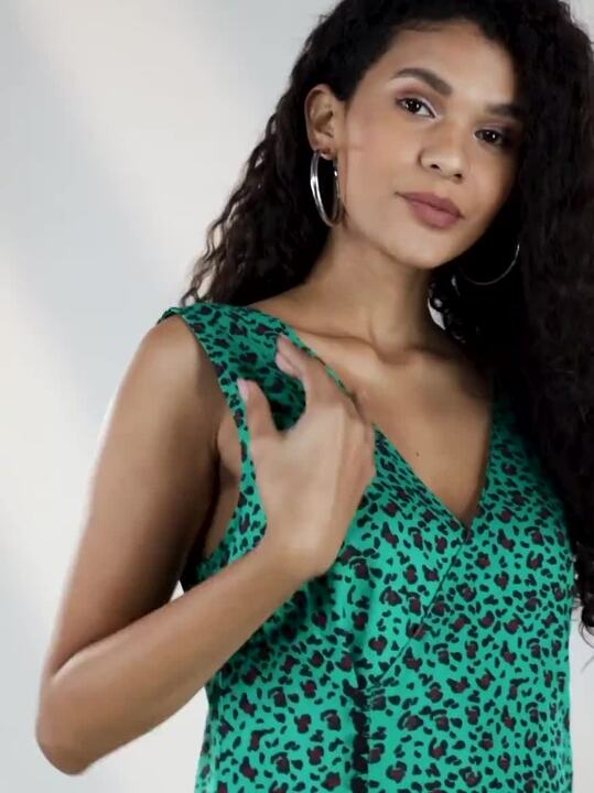 Buy Moda Rapido Women Green & Black Animal Print Front Slit A-Line Dress -  Dresses for Women 9049071 | Myntra