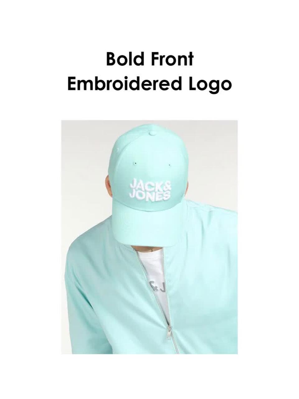 Buy Jack & Jones Men Green & White Embroidered Baseball Cap - Caps