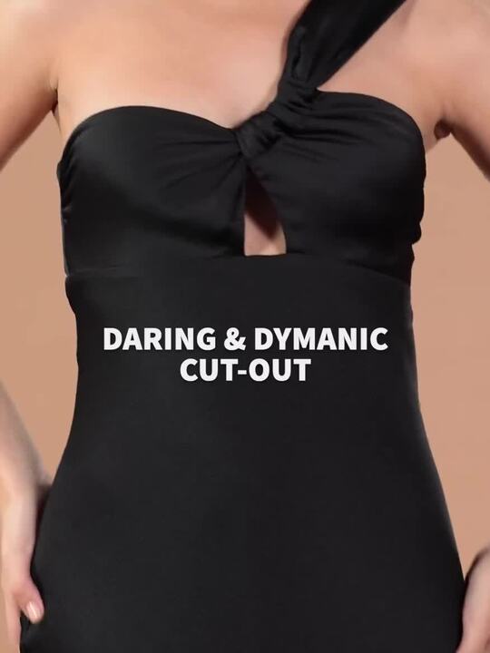 mango one shoulder cut out dress MANGO One-Shoulder Side Cutout Pleated Midi Dress