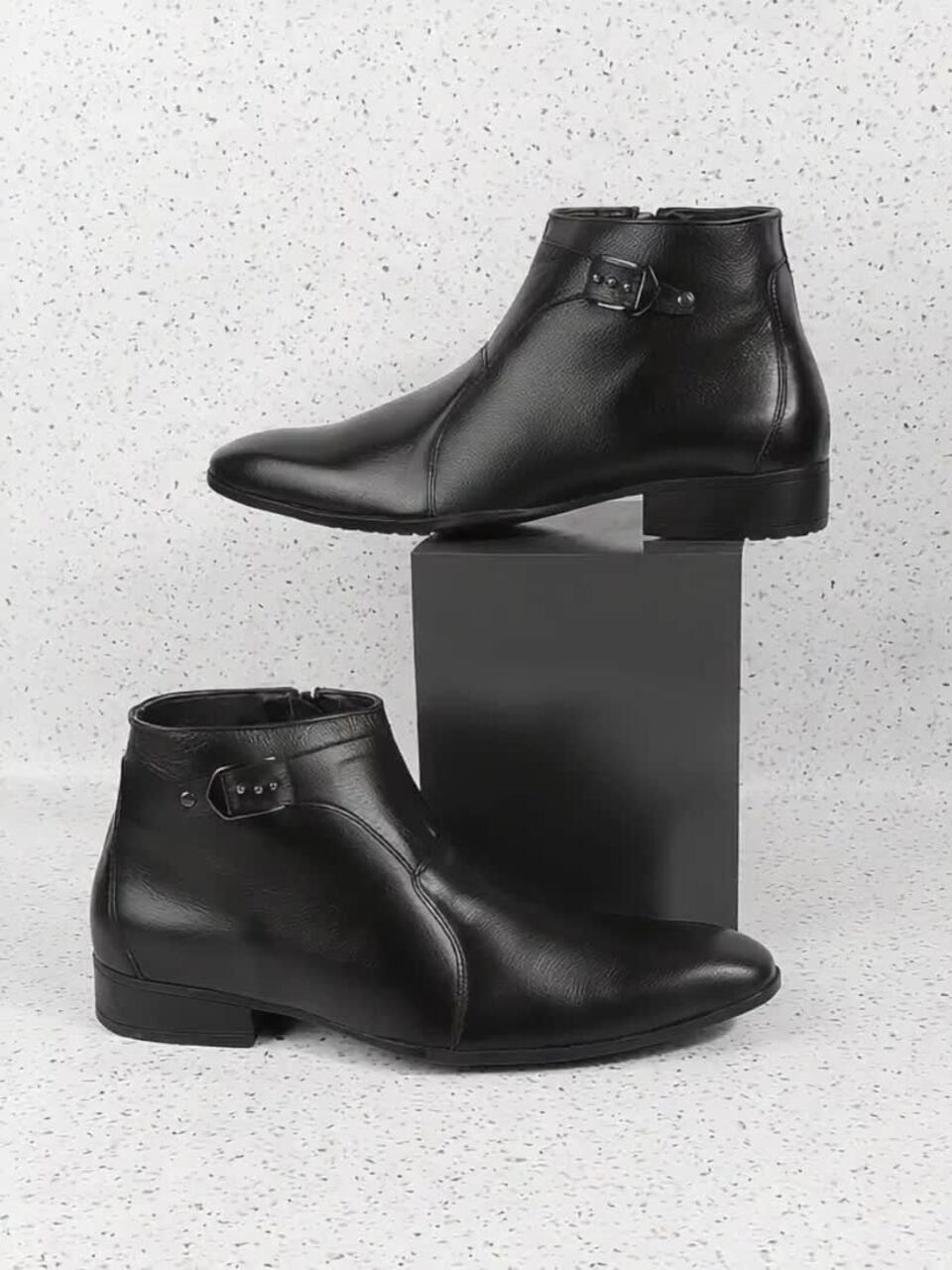 Buy Metro Men Black Solid Leather Formal Boots Formal Shoes for