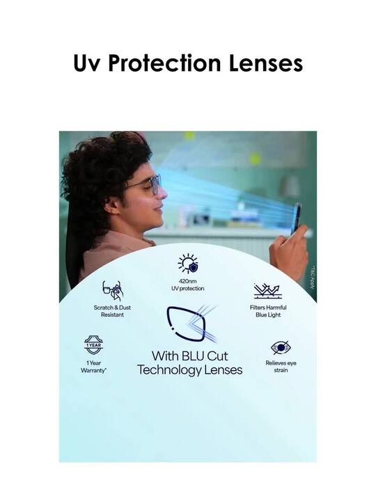 Buy Lenskart Blu Full Rim Zero Power Blue Cut UV Protection Anti