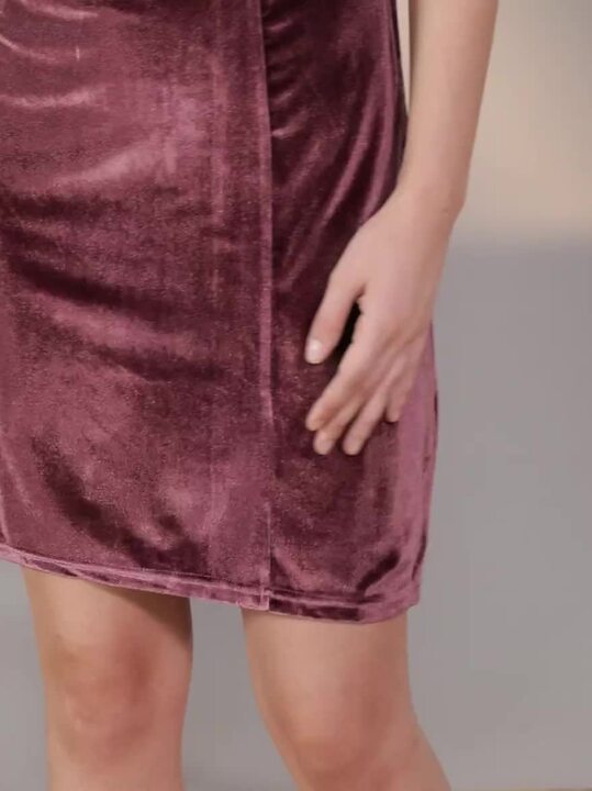 Buy Vero Moda Women Burgundy Solid Wrap Velvet Dress Dresses for