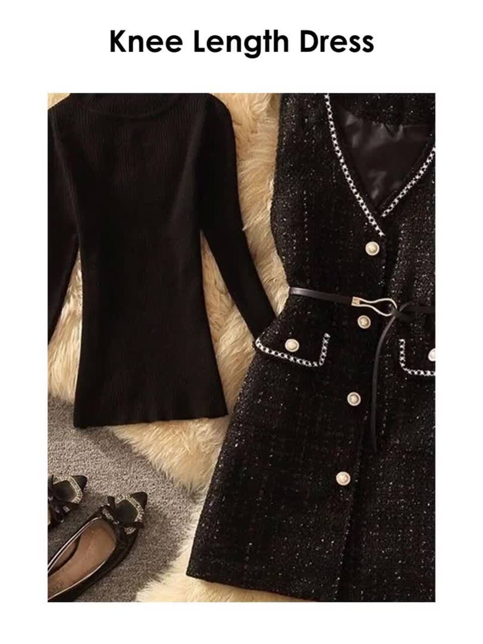 Buy Miss Mosa By Akanksha Women Black Lola Set of Top and Woolen