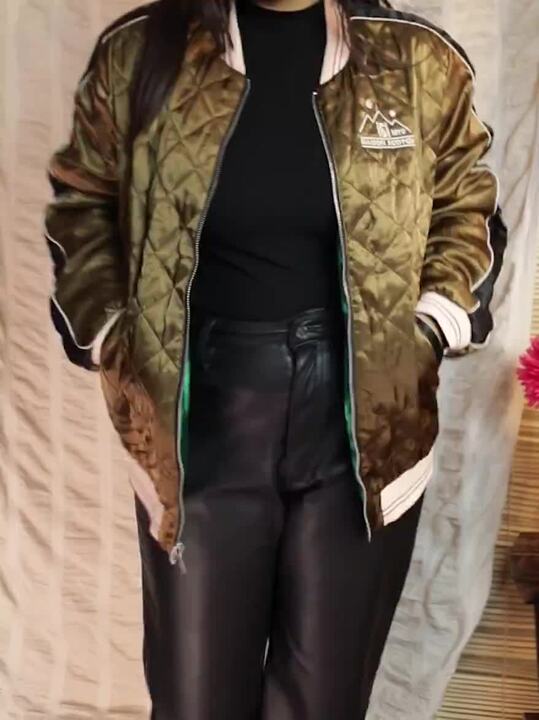 Buy Scotch Soda Women Green Solid Reversible Bomber Jackets - Main Image