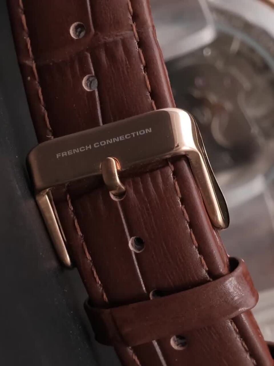 Buy French Connection Men Skeleton Dial & Leather Straps Analogue