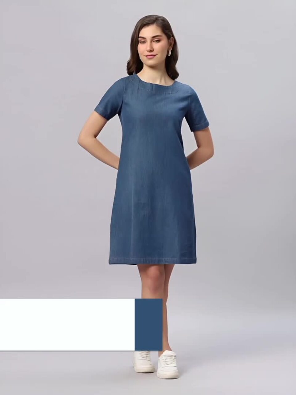 Buy Chemistry Denim Pure Cotton A-Line Knee Length Dress Dresses