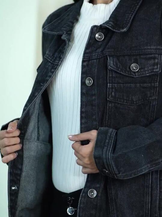 Buy The Roadster Lifestyle Co Women Black Solid Denim Jacket