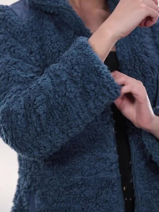 Sherpa Fleece Jacket Ladies Longline Fleece Royal Blue Soft Sherpa