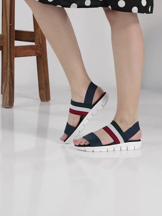 Buy Catwalk Women Blue Striped Open Toe Flats Flats for Women