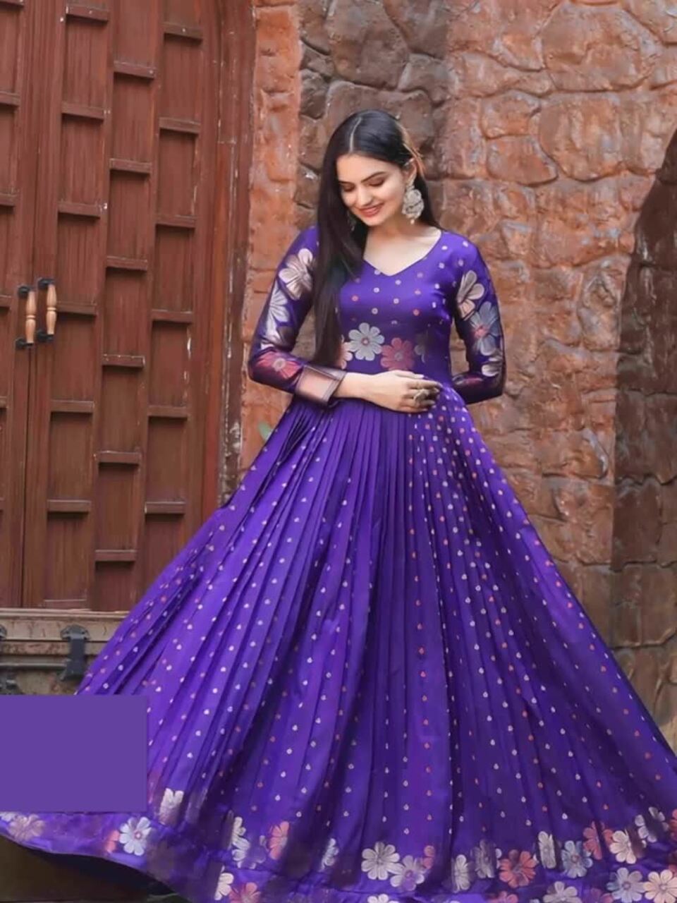 Buy DEVATITHI Printed Pure Silk Gown Ethnic Dress Ethnic Dresses