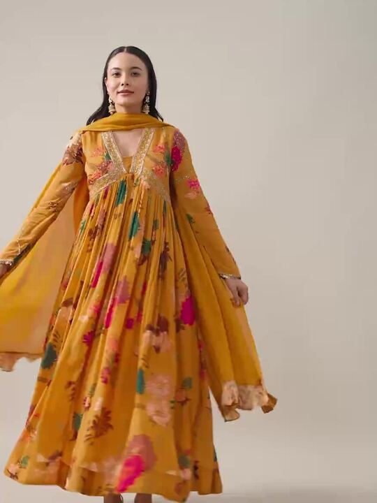 Buy KALKI Fashion Floral Printed Embroidered Anarkali Ethnic Dress With  Dupatta - Ethnic Dresses for Women 27462616 | Myntra