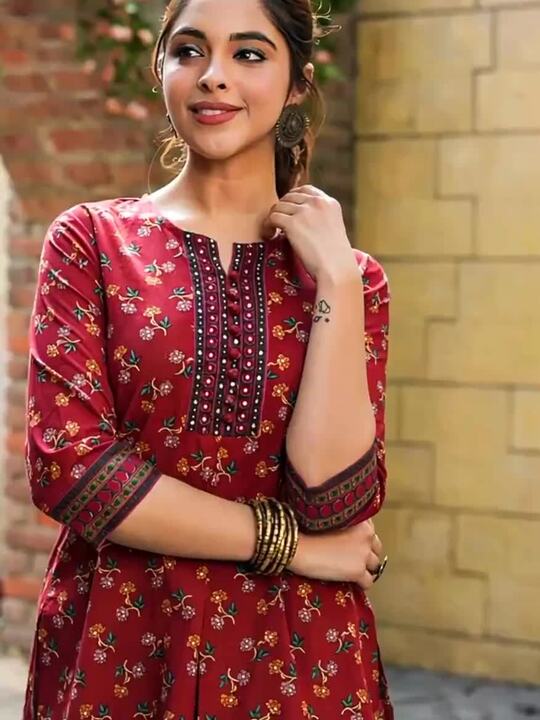 Buy Rain Rainbow Floral Printed Sequinned Pure Cotton Kurti