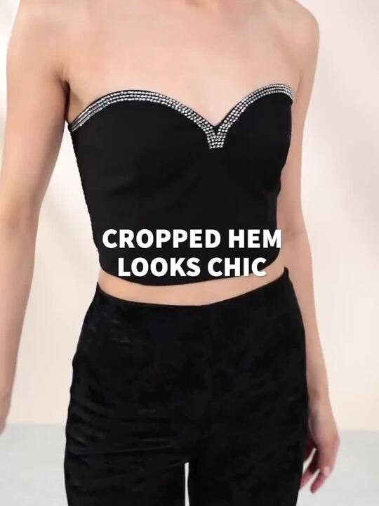 Buy NA-KD Rhinestone Detail Cropped Tube Top with Smocked Back