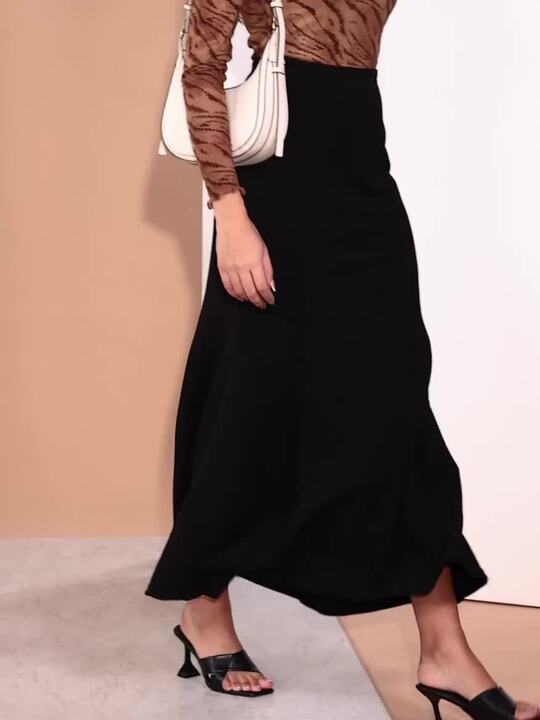 Buy Berrylush Women Black Solid High Rise A-Line Maxi Skirts