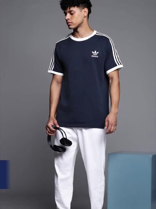 Buy ADIDAS Originals Men Solid Stripes Pure Cotton T-shirt
