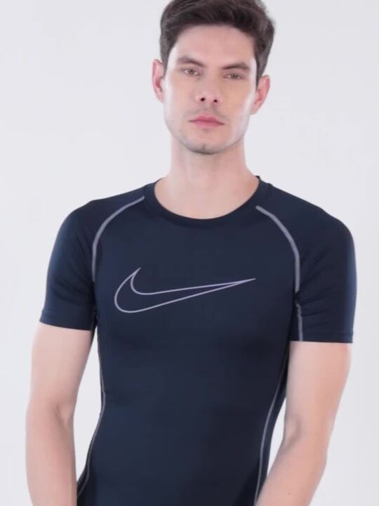 Buy Nike Pro Men Navy Blue Logo Printed Tight Fit Dri-FIT Training
