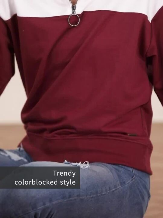 Buy Roadster Women Maroon White Colourblocked Sweatshirt