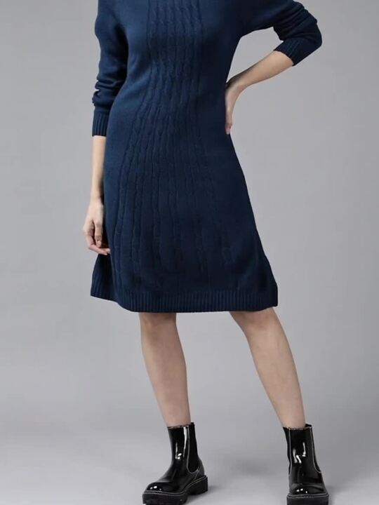 Buy Roadster Women Blue Cable Knit Sweater Dress - Dresses for Women  19798094 | Myntra