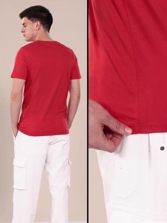 SALSATION wear V-Tshirt カラー:Rust Buy Roadster Men Rust Red Solid Pure Cotton V-Neck T-shirt