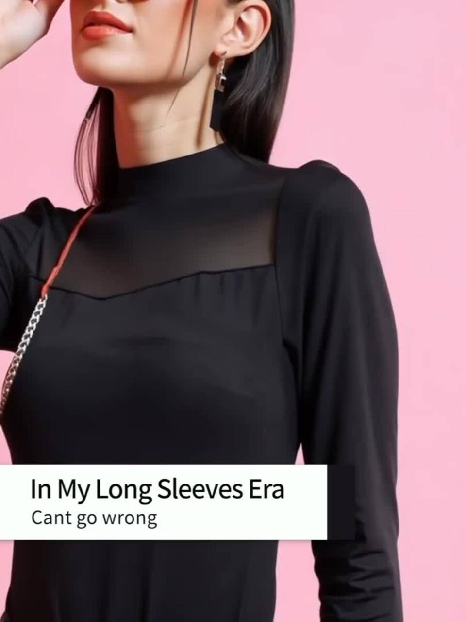 Buy Tokyo Talkies Black High Neck Long Sleeves Top - Tops