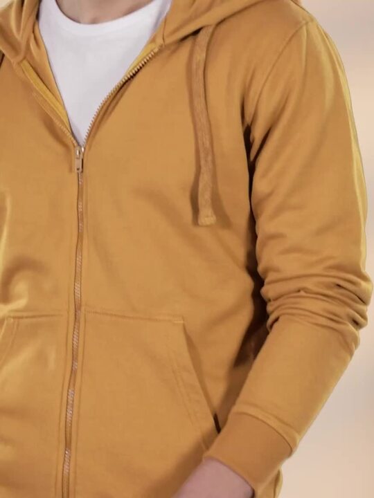 Buy Roadster Men Mustard Yellow Solid Hooded Sweatshirt