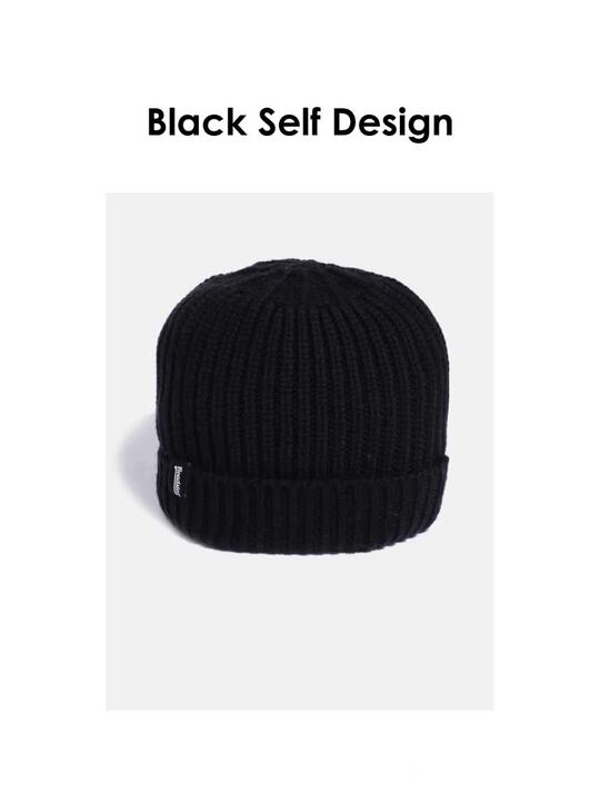Buy Roadster Unisex Black Self Design Beanie - Caps for Unisex