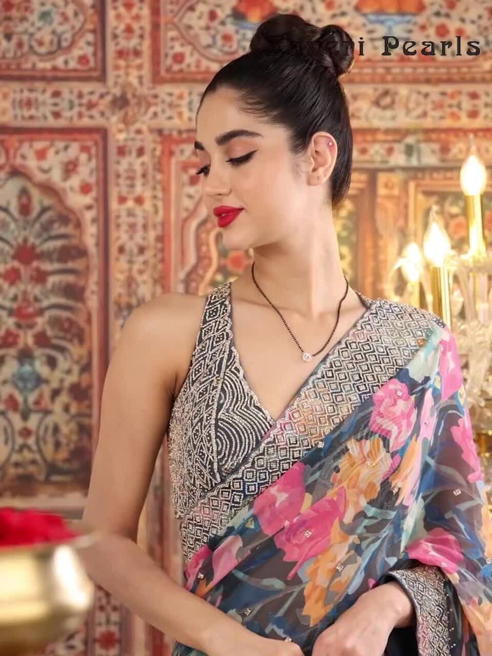 Buy Zaveri Pearls Rose Gold-Plated Stone Studded Mangalsutra