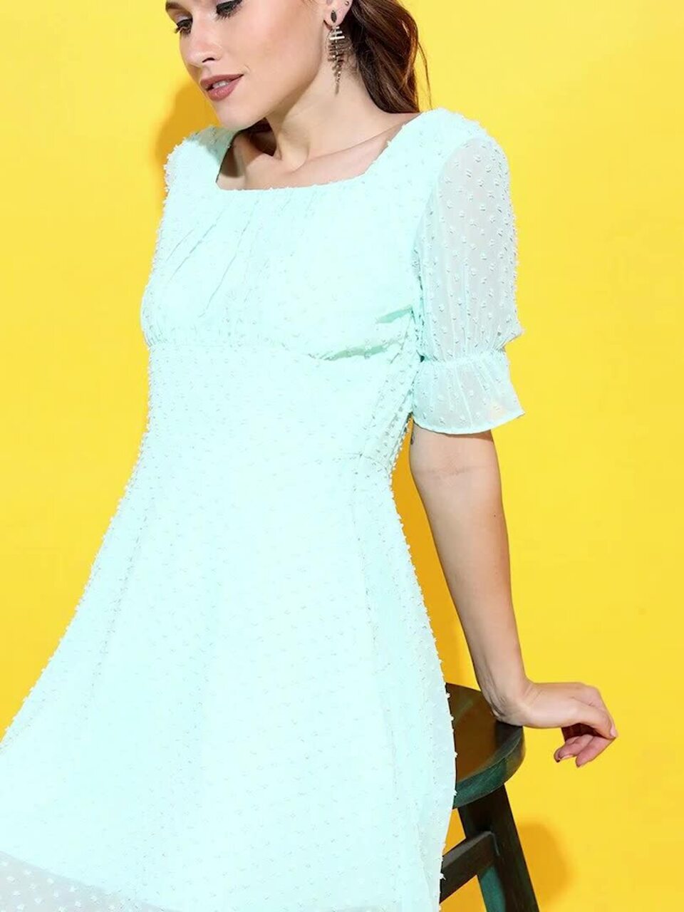 slim fit dress slacks Loverde Fit-And-Flare Mini Dress Trellis Verte / 2 main image 0