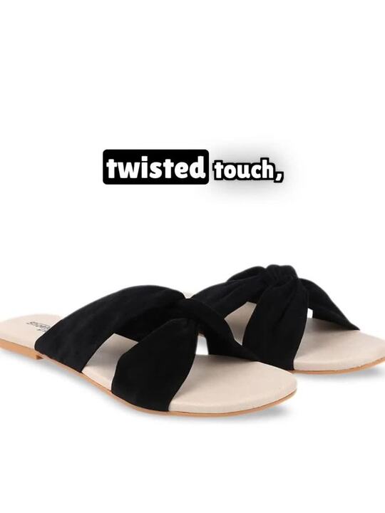 Black Flats Flat Sandals For Girls Under 200 Buy Shoetopia Women