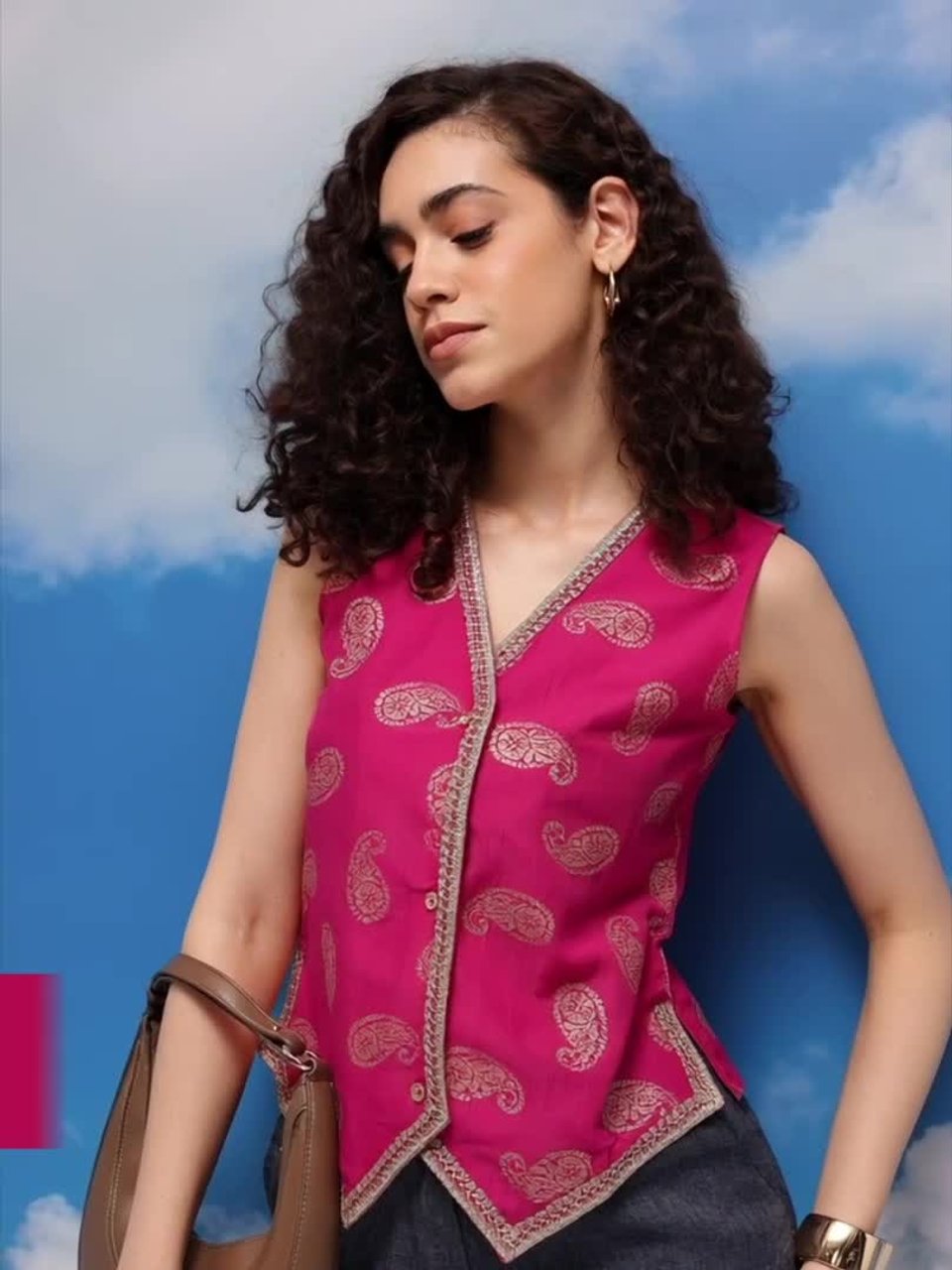 Buy CORSICA Ethnic Motifs Printed V-Neck Vest Top - Tops for Women
