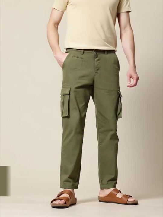 Buy Mr Bowerbird Men Smart Tapered Fit Cargos Trousers
