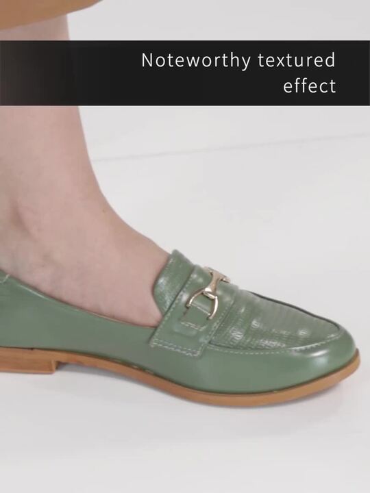 Buy Allen Solly Women Sage Green Textured Horsebit Loafers