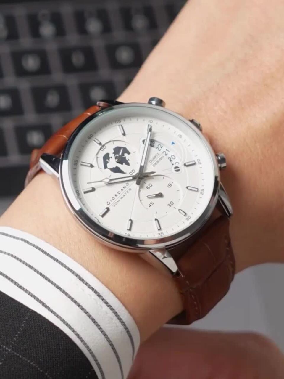 Buy GIORDANO Men Dial & Leather Straps Analogue Chronograph Watch