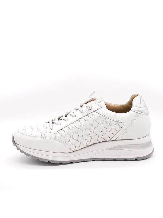 Buy Bugatti Venice Women Off White Woven Design Leather Sneakers