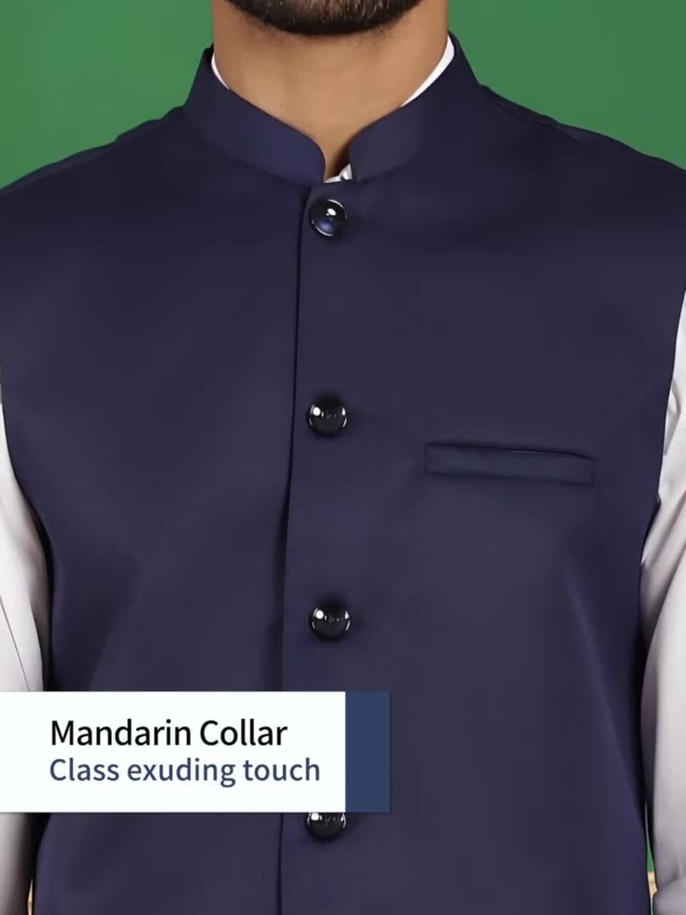 Buy Anouk Navy Blue Mandarin Collar Nehru Jacket - Nehru Jackets