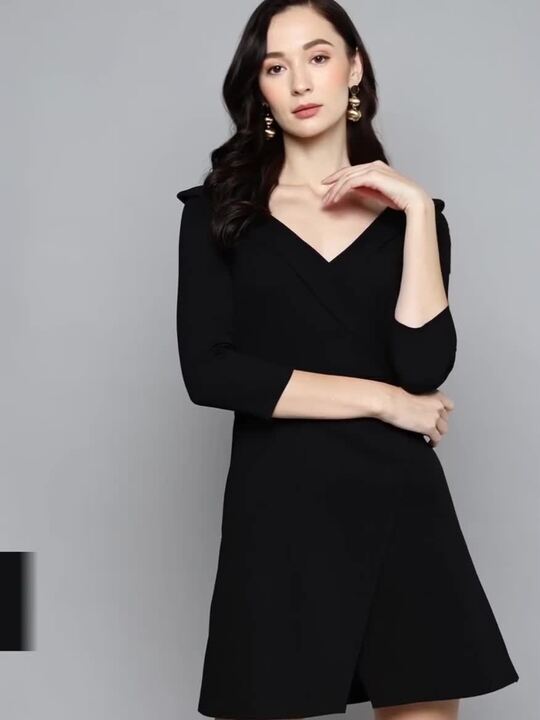 black a line skater dress Malia Black Sweetheart-Neck Skater Mini Dress – Club L London main image 0