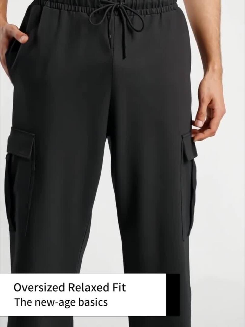 Buy NOBERO Men Onyx Oversized Relaxed Fit Mid-Rise Joggers With