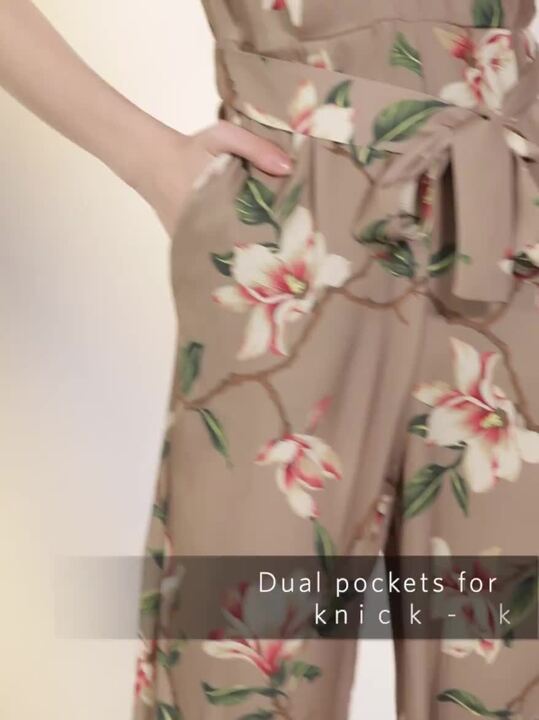 Buy MANGO Women Beige Off-White Floral Printed Wrap Jumpsuit