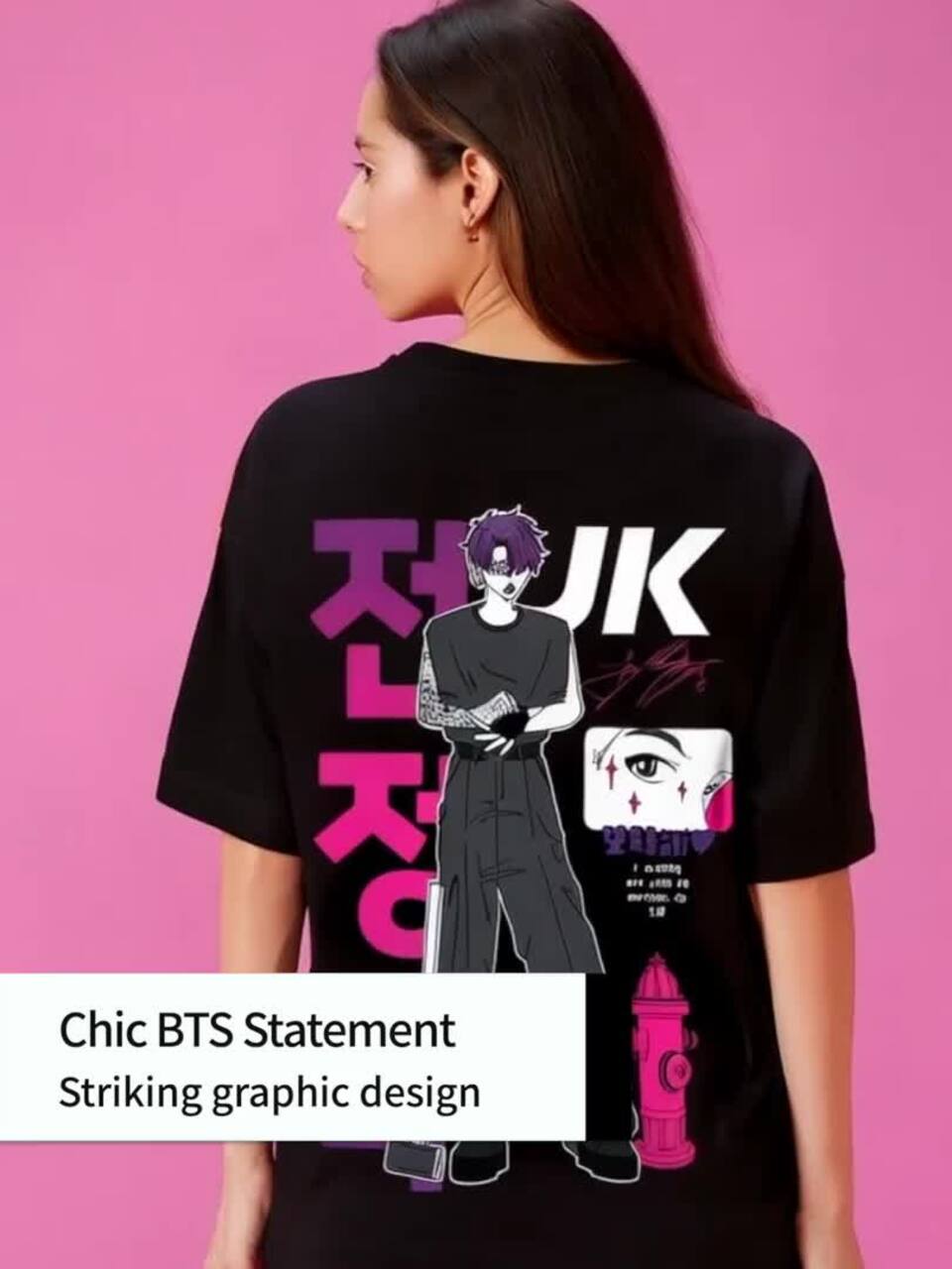 Buy Bewakoof Black 3D BTS Graphic Printed Drop-Shoulder Sleeves