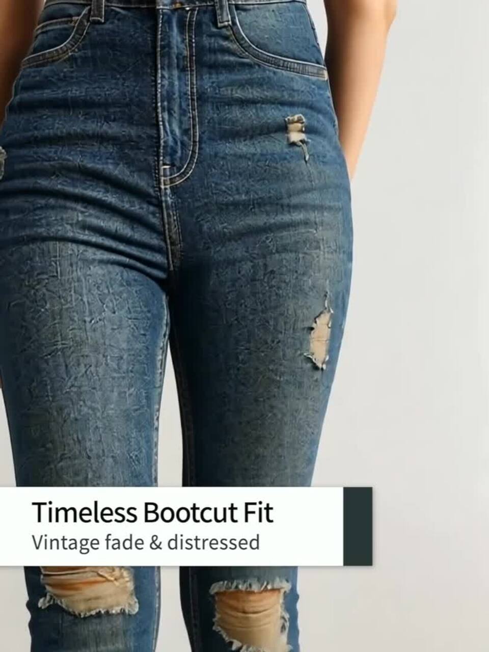 Freakins Black Bootcut Jeans Ripped Women Lightly Washed