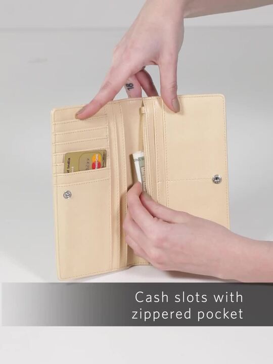 Buy Allen Solly Women Cream-Coloured Solid Two Fold Wallet