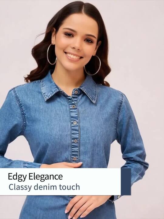 Buy DressBerry Denim A-Line Midi Dress - Dresses for Women