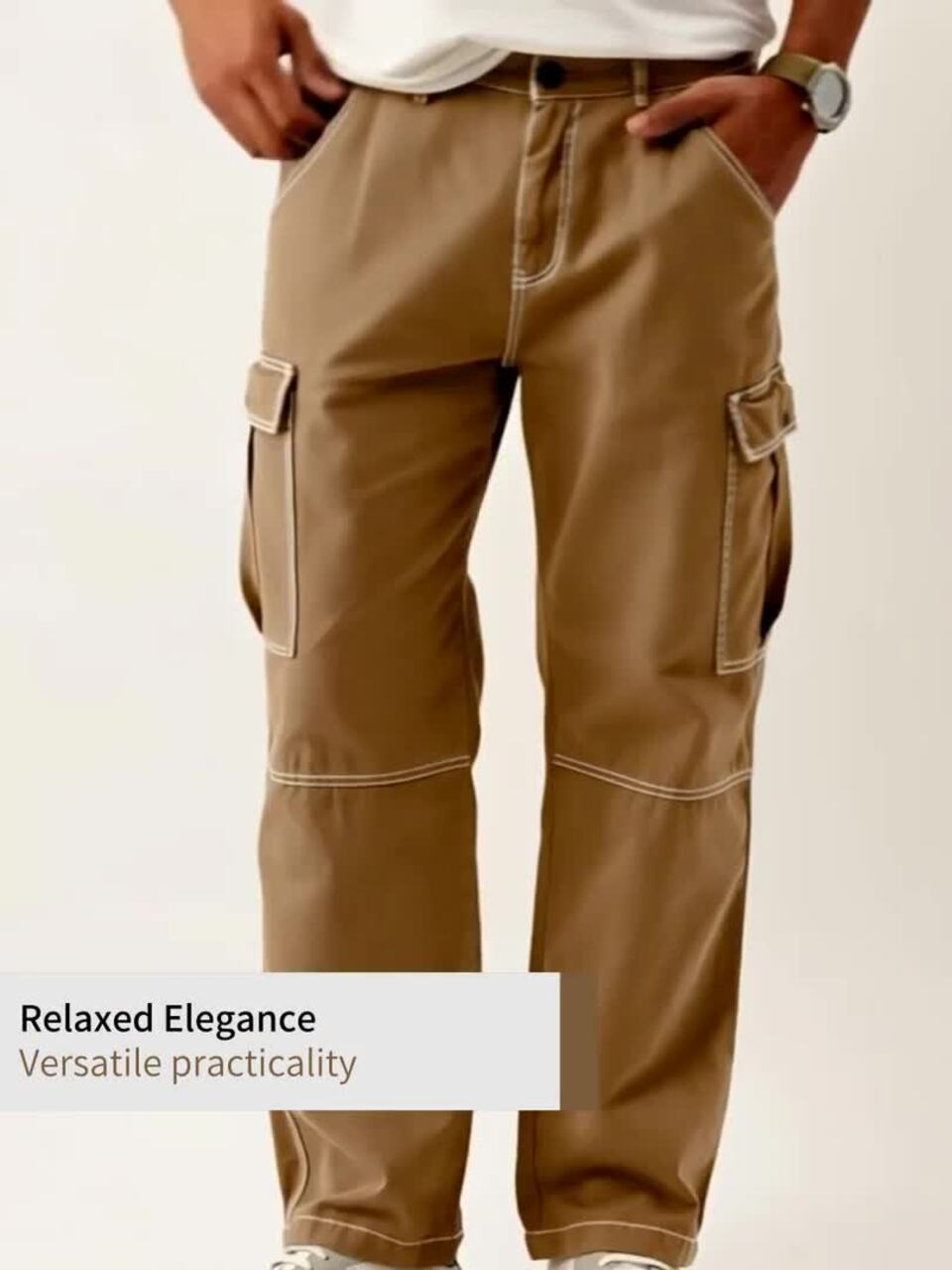 Buy Bene Kleed Men Relaxed Fit Cargo Trousers with contrast stitch