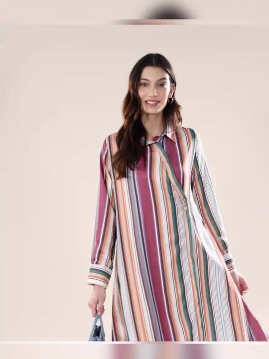 Buy Mast & Harbour Striped Shirt Maxi Dress - Dresses for Women 30036800