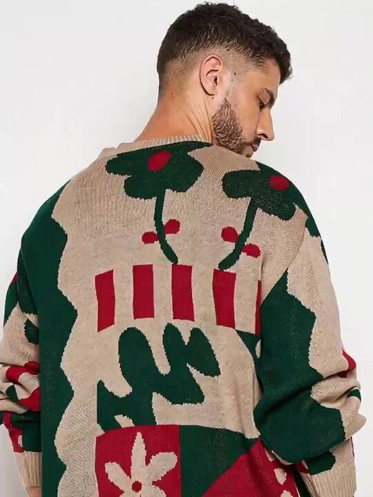 Buy FUGAZEE Men Brown & Green Printed Cardigan - Sweaters for Men